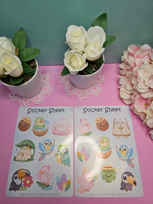 Tropische Vögel Sticker Set – 2 Bögen