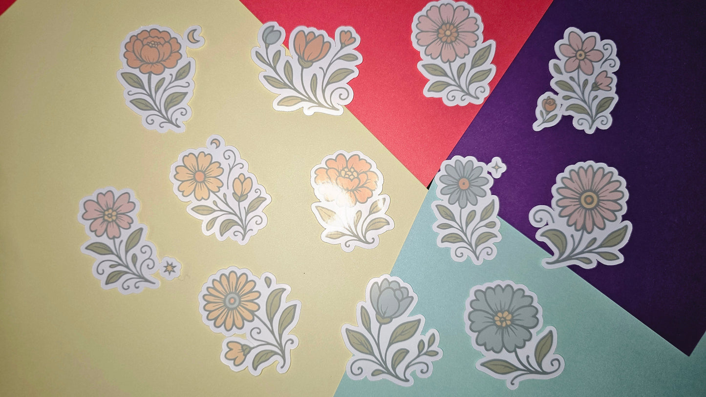 Single stickers - Oldschool flowers