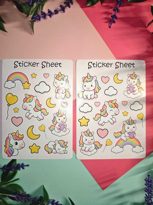 Unicorns Rainbow Sticker Set – 2 Sheets