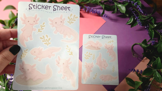 Axolotl Sticker Set – 2 sheets