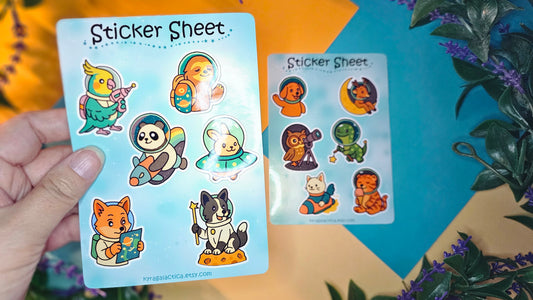Animals in Space Sticker Set - 2 Sheets