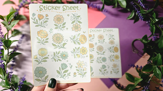 Blumen (Oldschool) Sticker Set – 2 Bögen