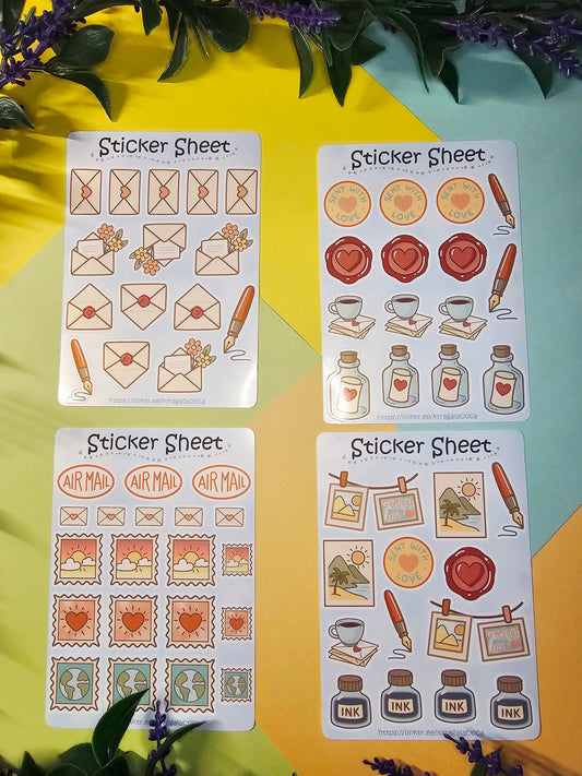 Postcrossing & Snail-Mail Sticker Set – 4 Sheets