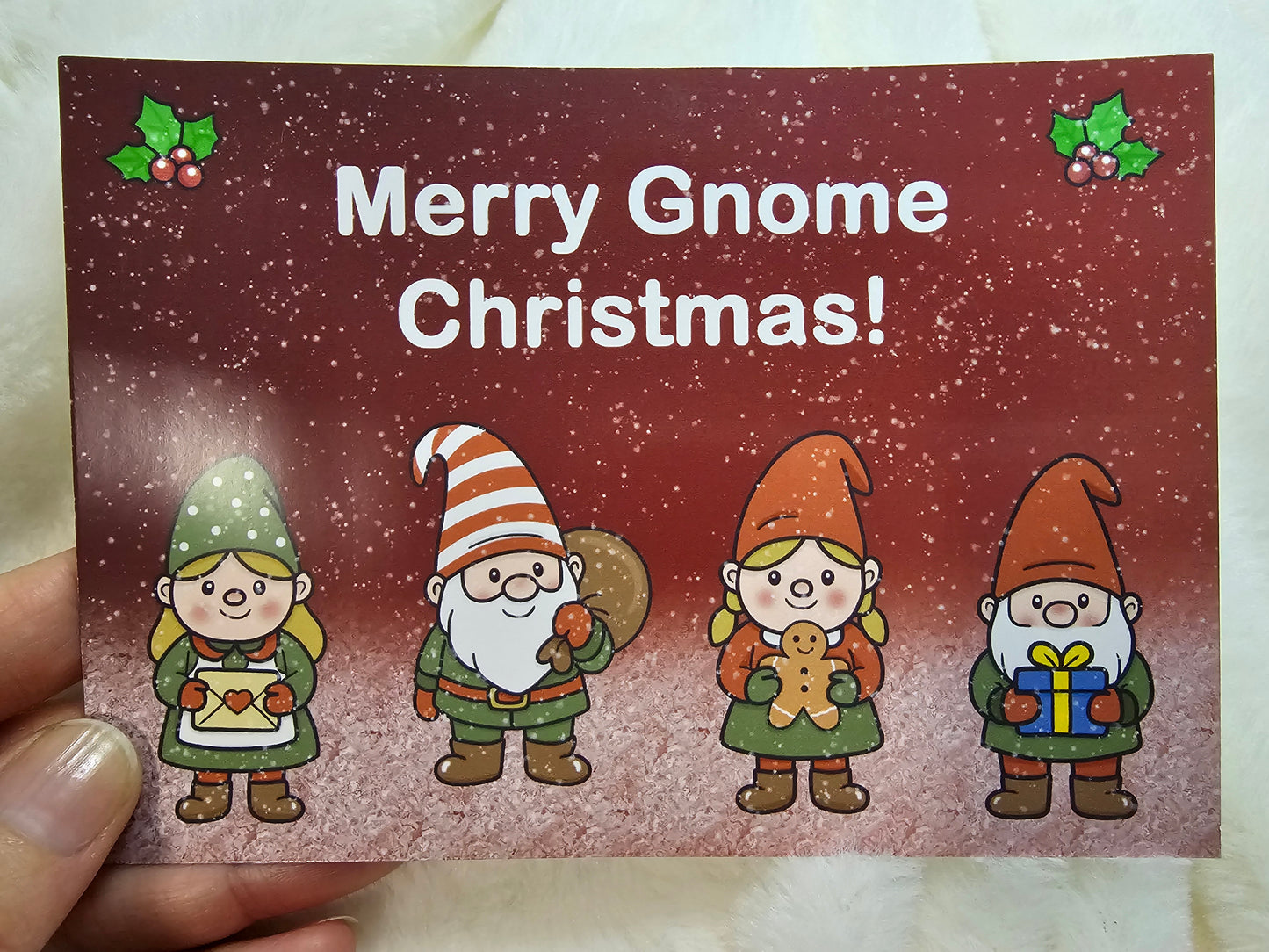 Weihnachtspostkarte – „Merry Gnome Christmas!“