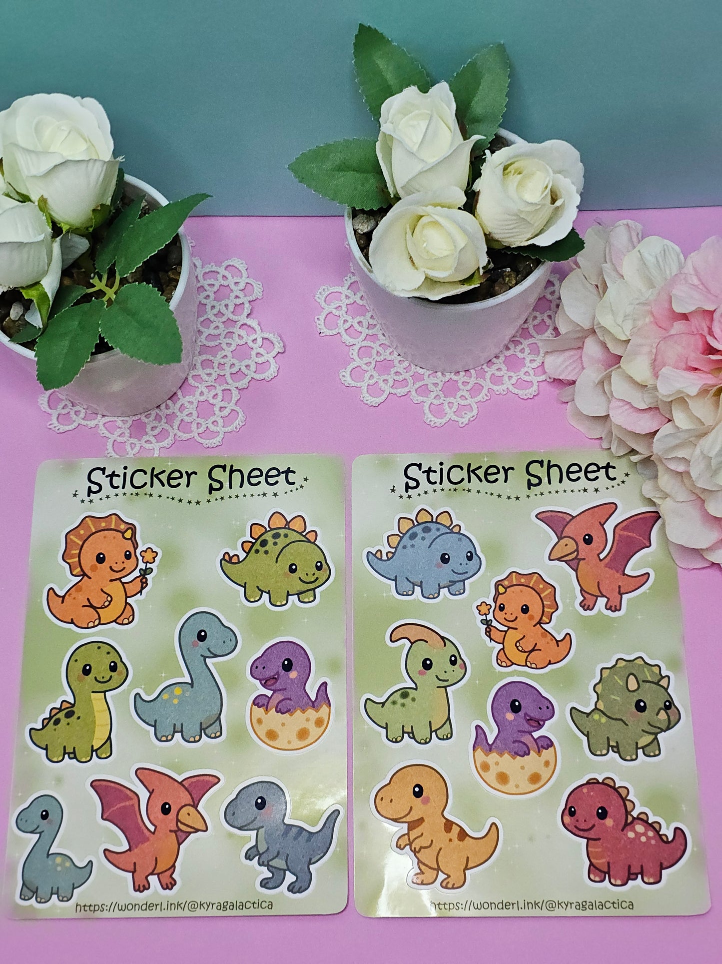 Süße Dinosaurier Sticker Set - 2 Bögen