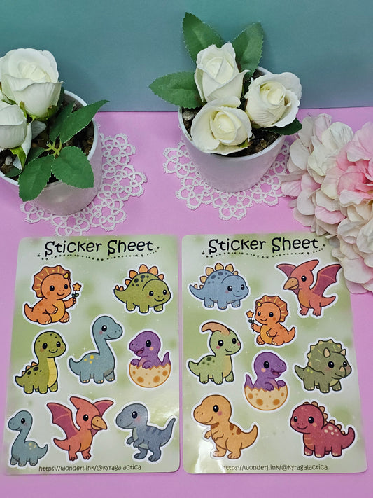 Süße Dinosaurier Sticker Set - 2 Bögen