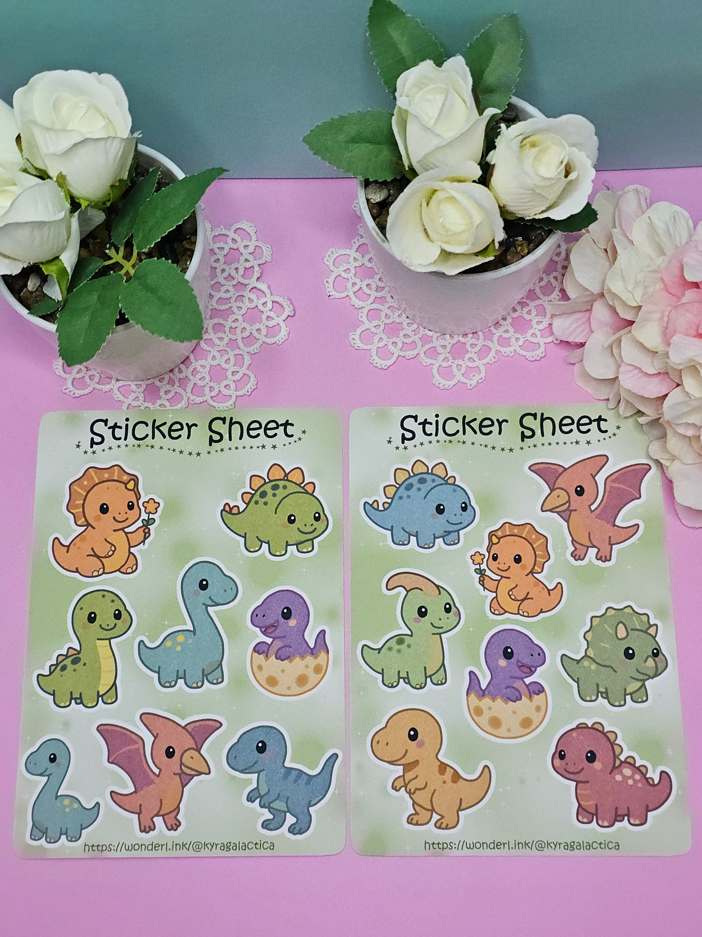 Süße Dinosaurier Sticker Set - 2 Bögen