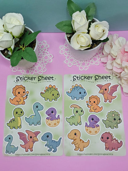 Süße Dinosaurier Sticker Set - 2 Bögen