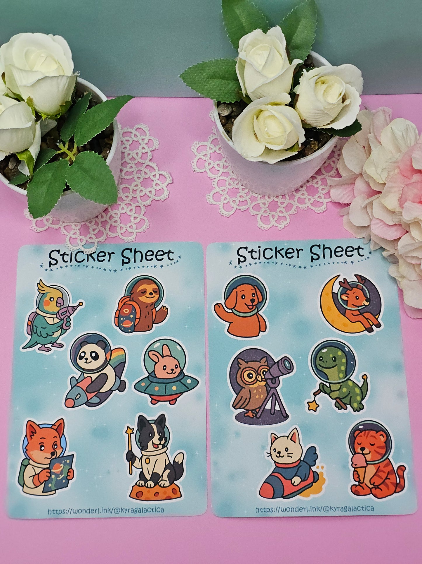 Space Animal Adventure Sticker Set - 2 Bögen