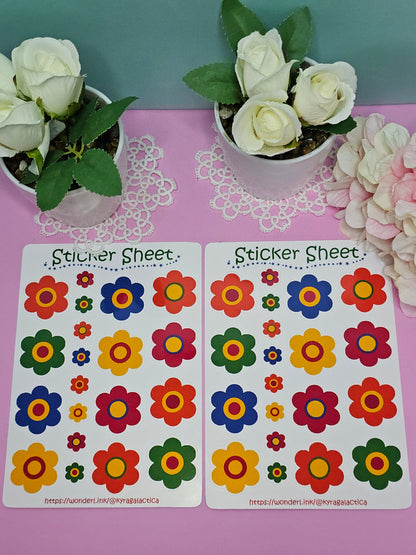 Retro Flower Power Sticker Set - 2 Bögen