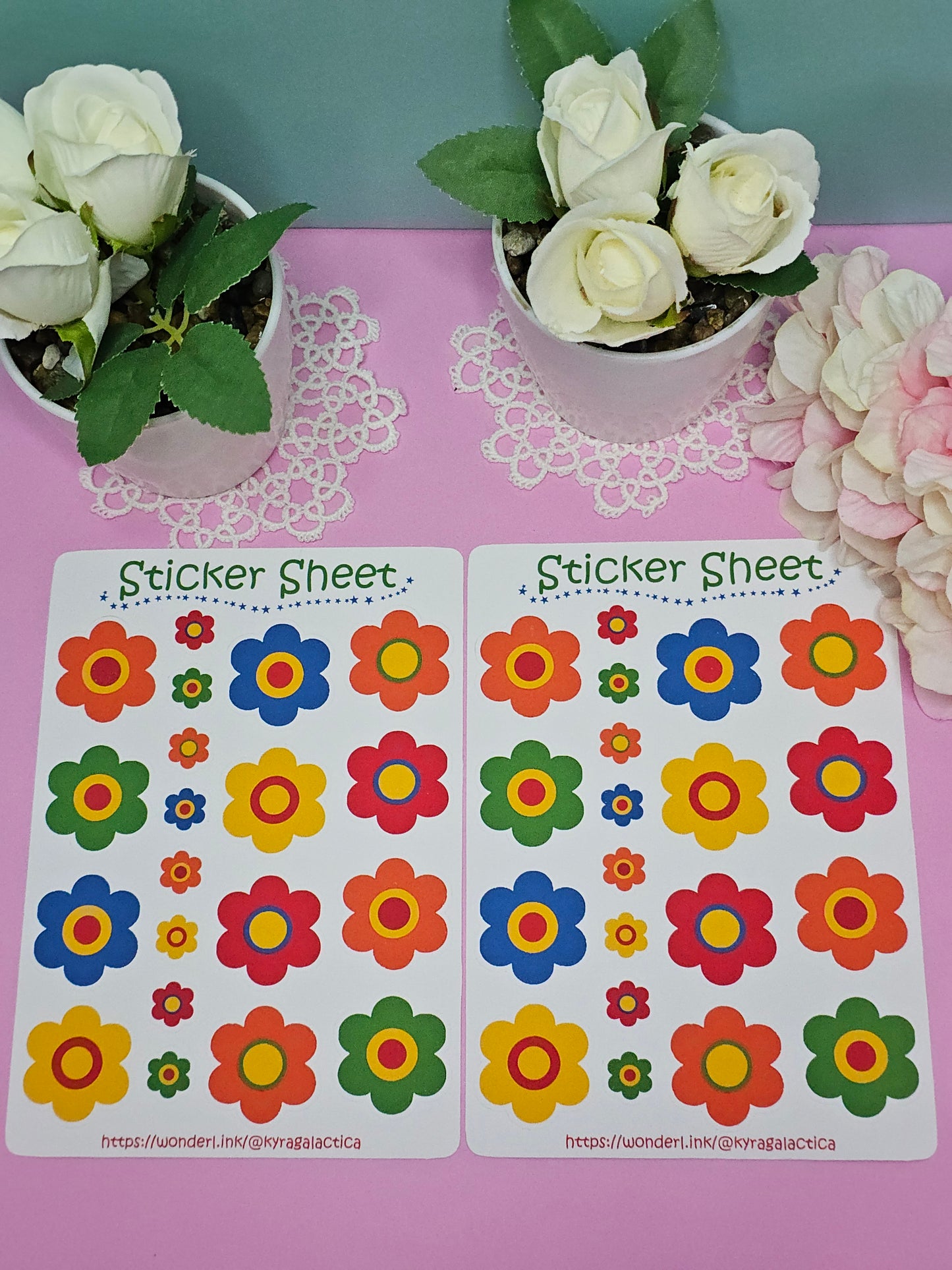 Retro Flower Power Sticker Set - 2 Bögen