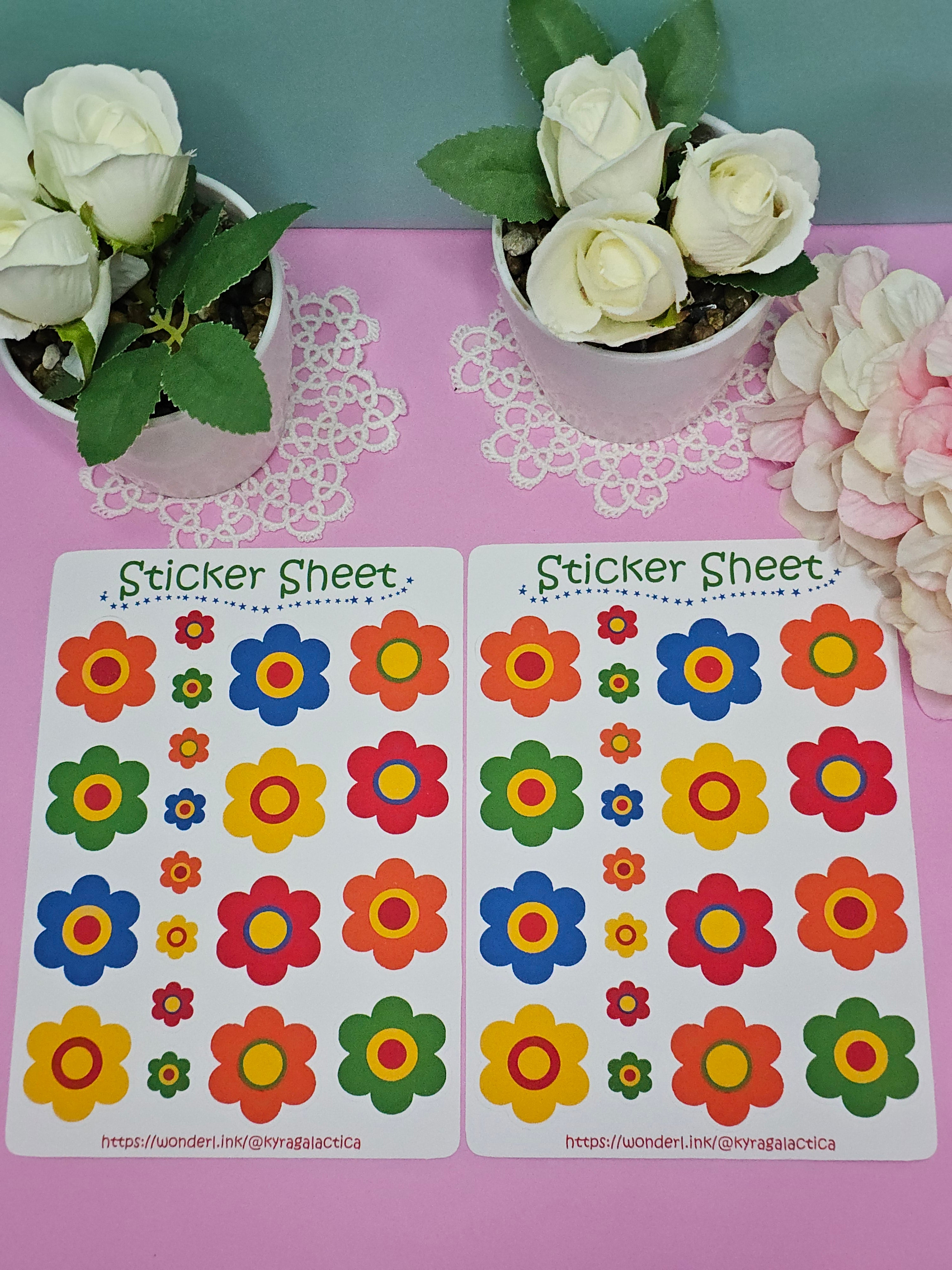 Retro Flower Power Sticker Set - 2 Bögen