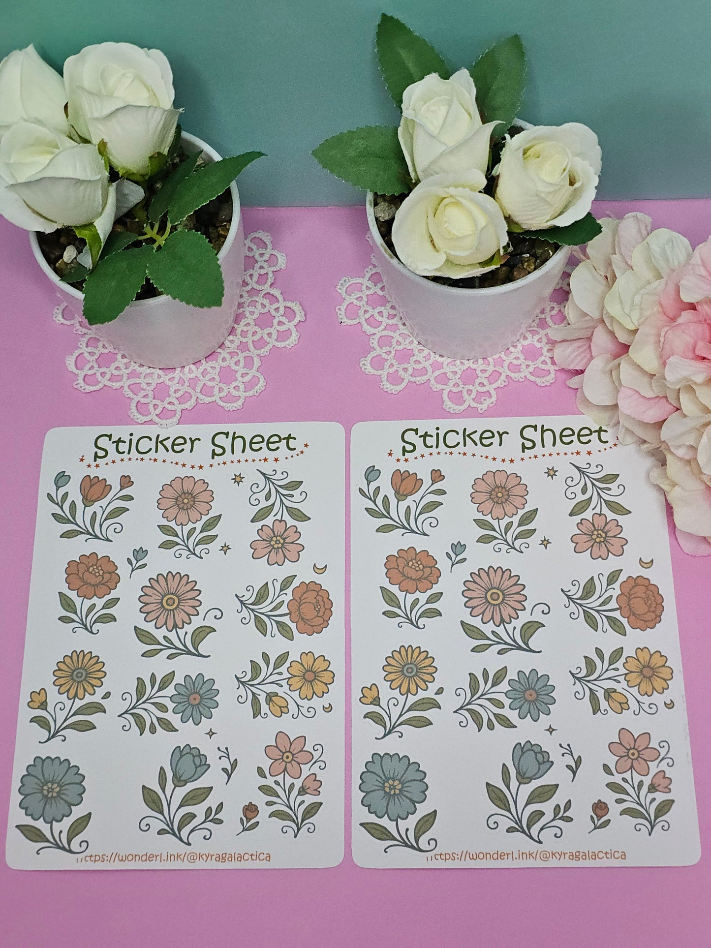 Blumen (Oldschool) Sticker Set – 2 Bögen