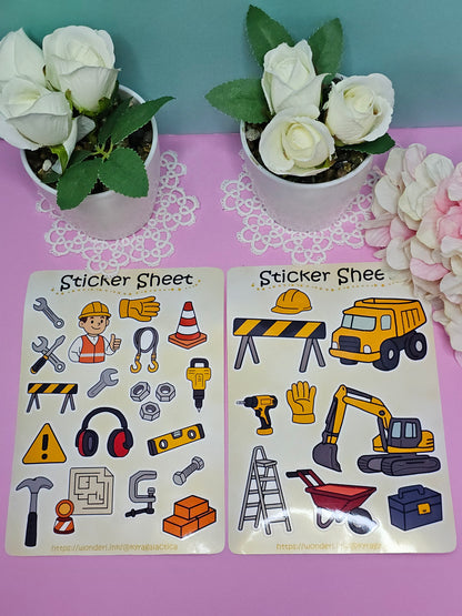 Baustellen Sticker Set – 2 Bögen