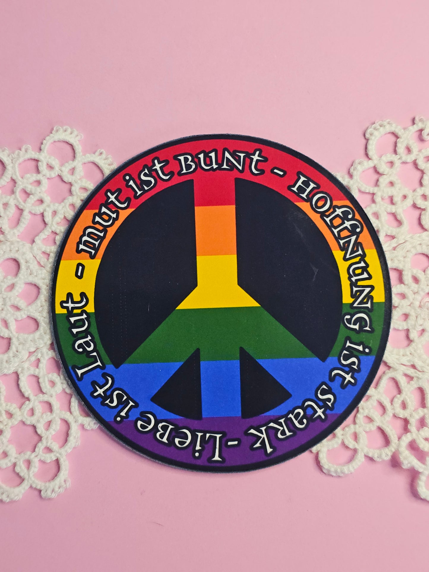 Peace Zeichen „Laut – Bunt – Hoffnung – Stark“ Magnet - 8 cm