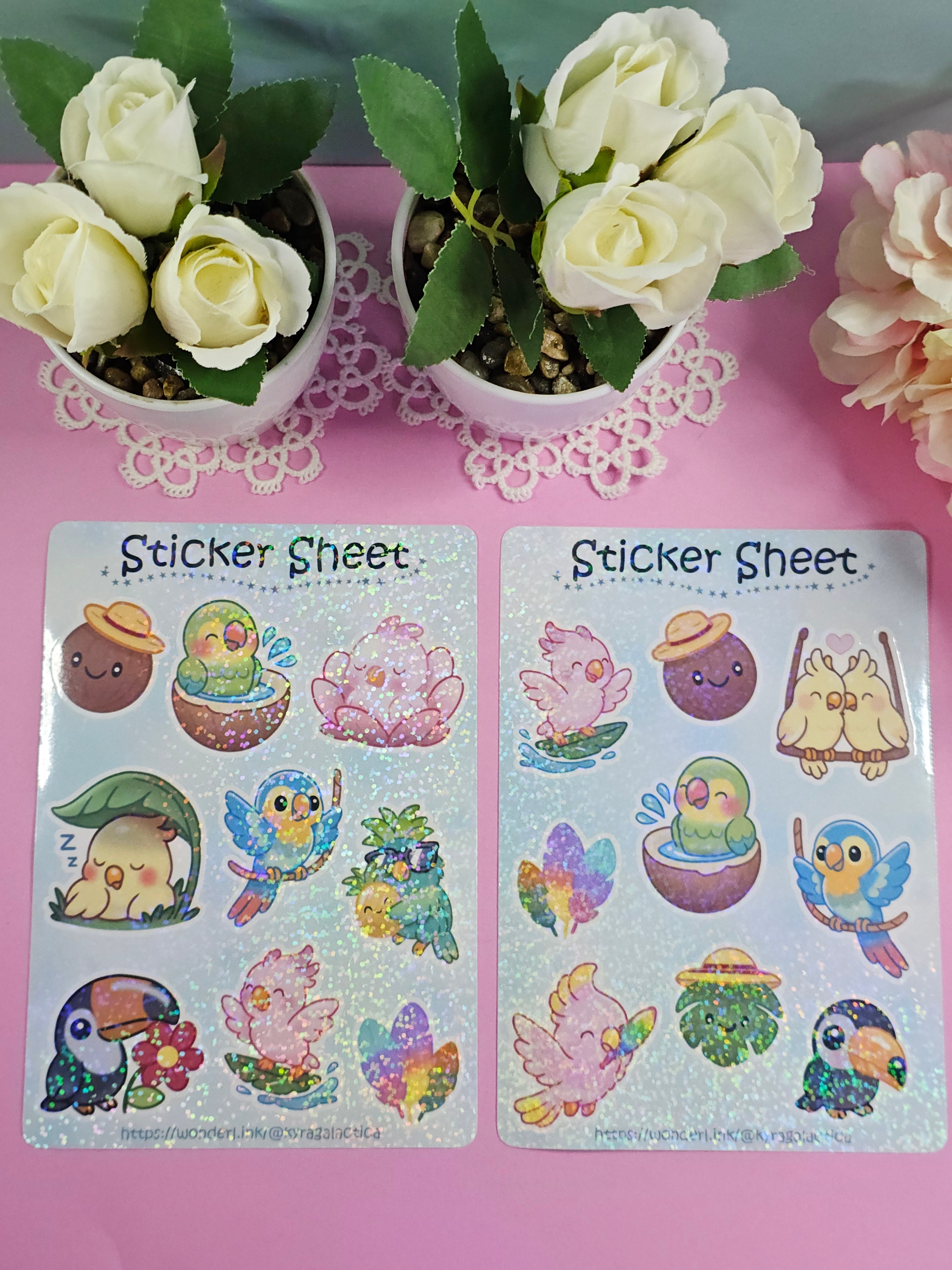 Tropische Vögel Sticker Set – 2 Bögen