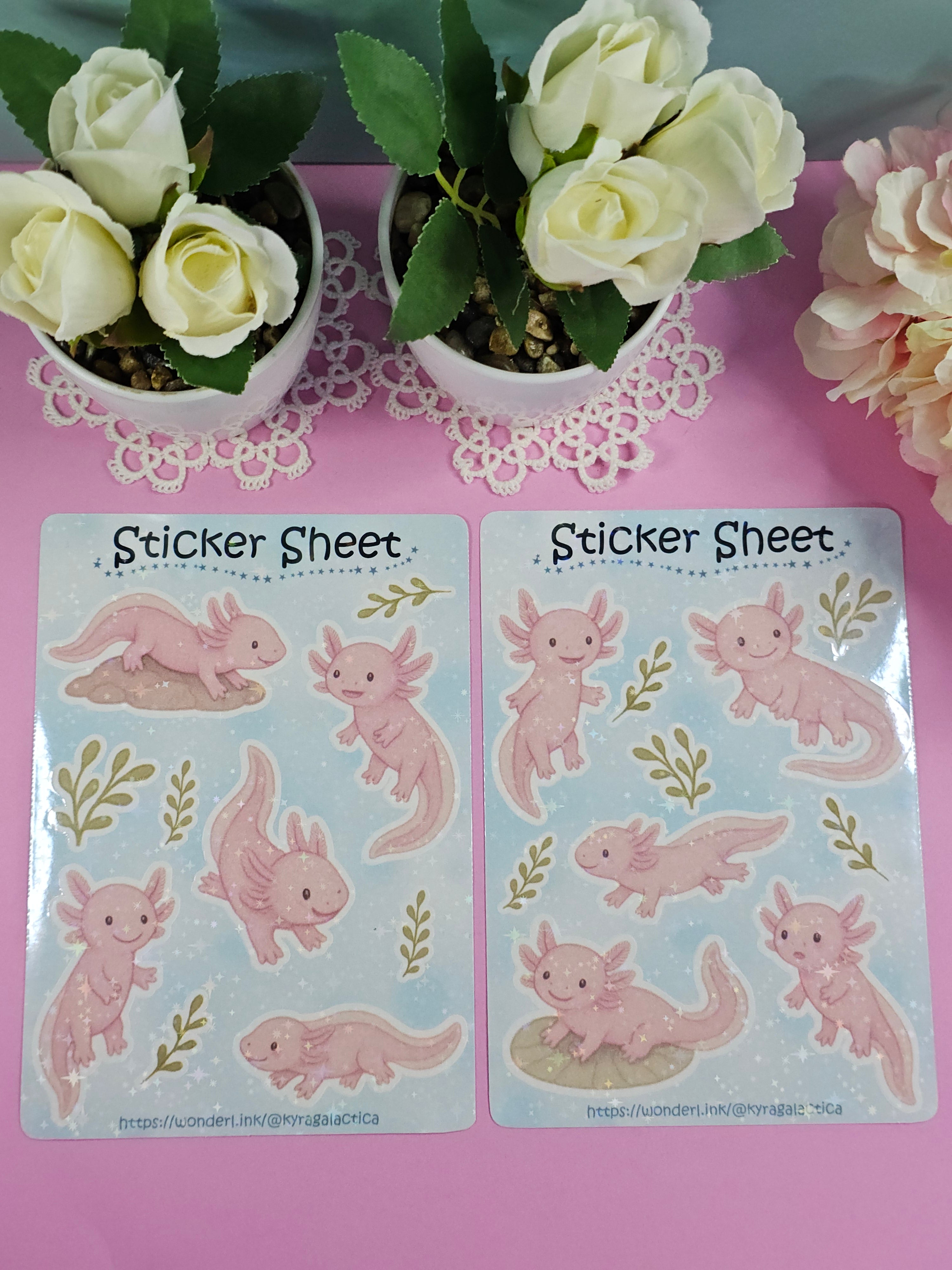 Axolotl Sticker Set – 2 Bögen