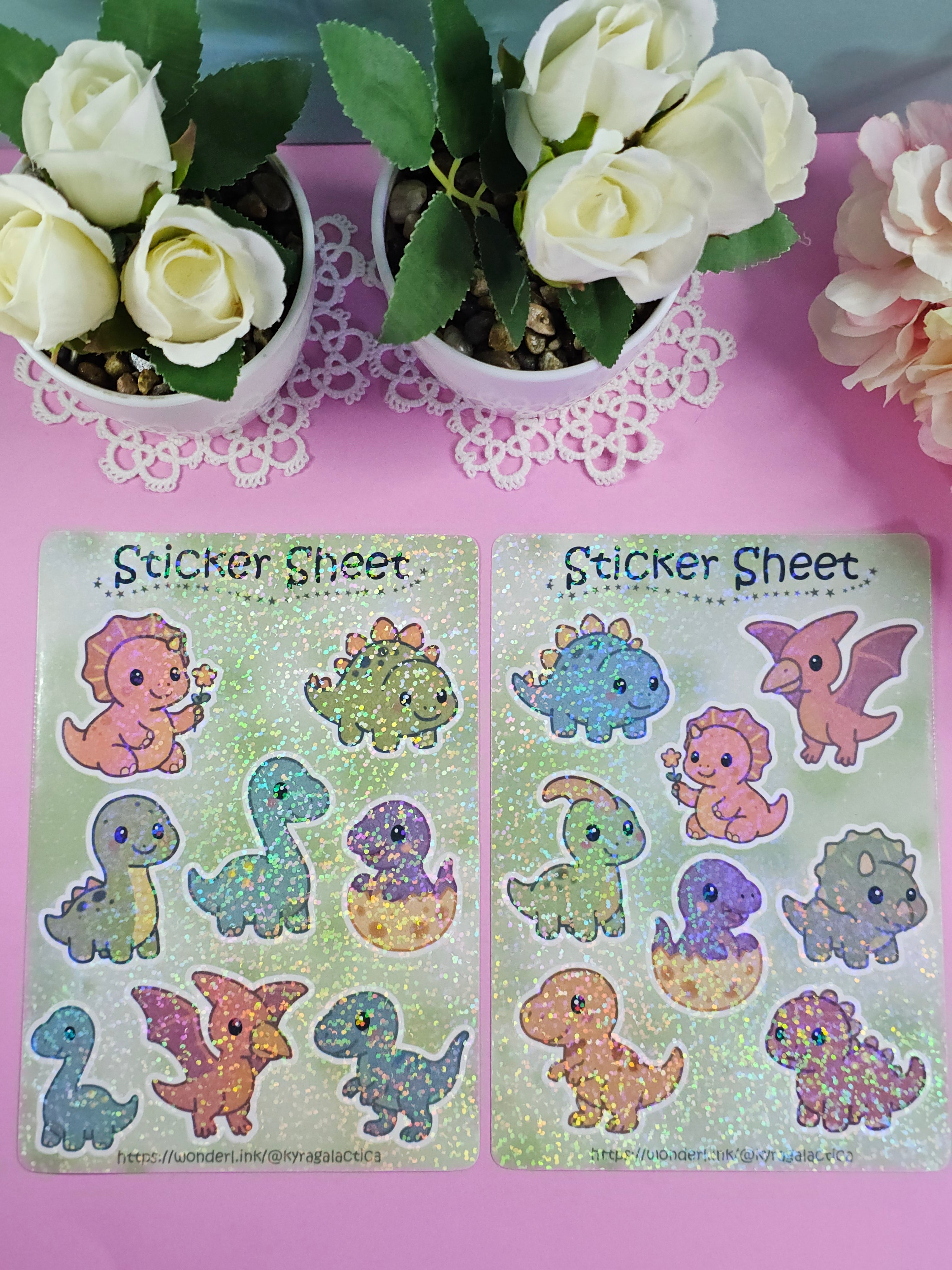 Süße Dinosaurier Sticker Set - 2 Bögen