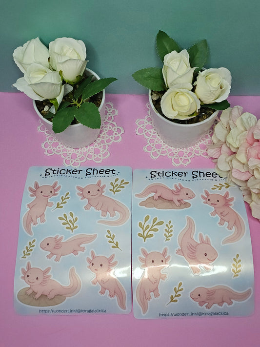 Axolotl Sticker Set – 2 Bögen