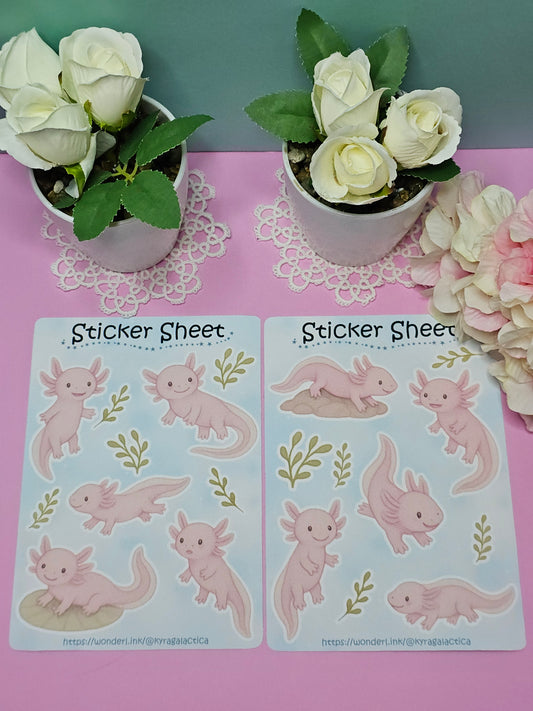Axolotl Sticker Set – 2 Bögen