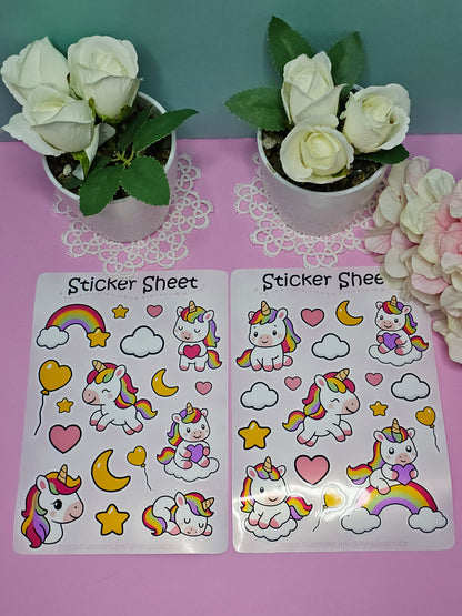 Einhörner Regenbogen Sticker Set – 2 Bögen