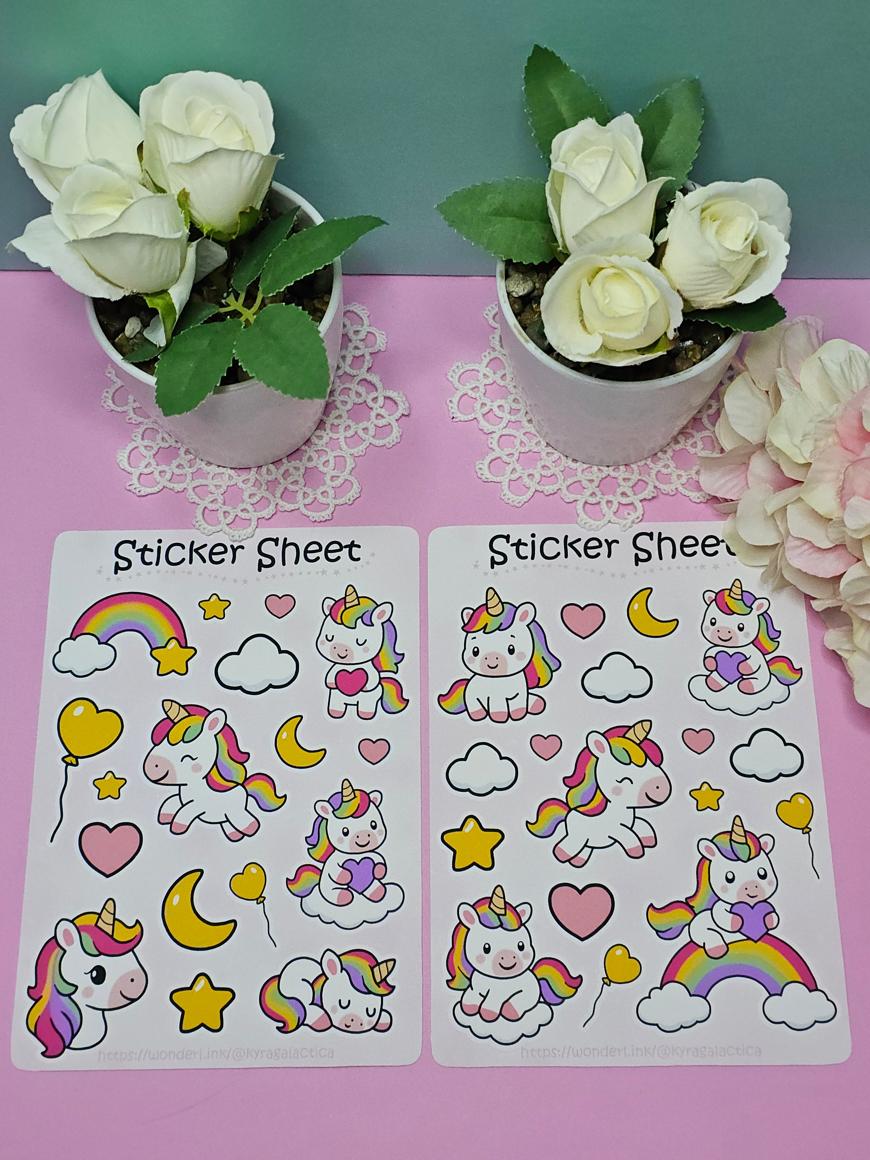 Unicorns Rainbow Sticker Set – 2 Sheets