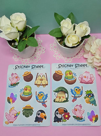 Tropische Vögel Sticker Set – 2 Bögen