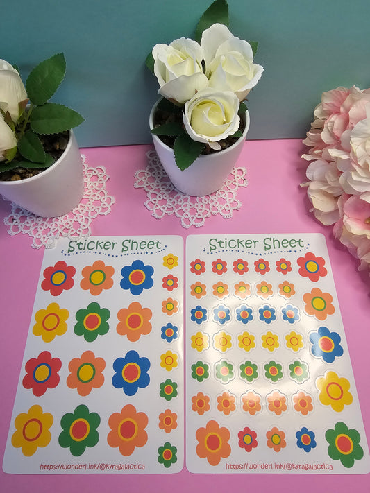 REMAKE - Retro Flower Power Sticker Set - 2 Bögen