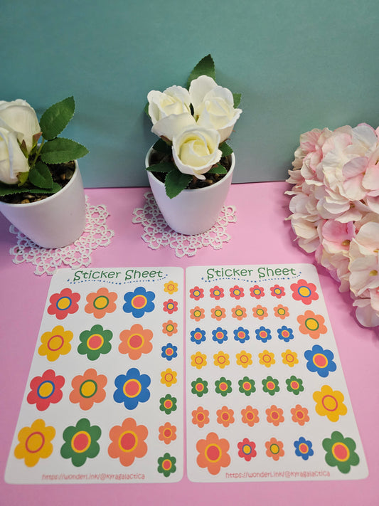 REMAKE - Retro Flower Power Sticker Set - 2 Bögen
