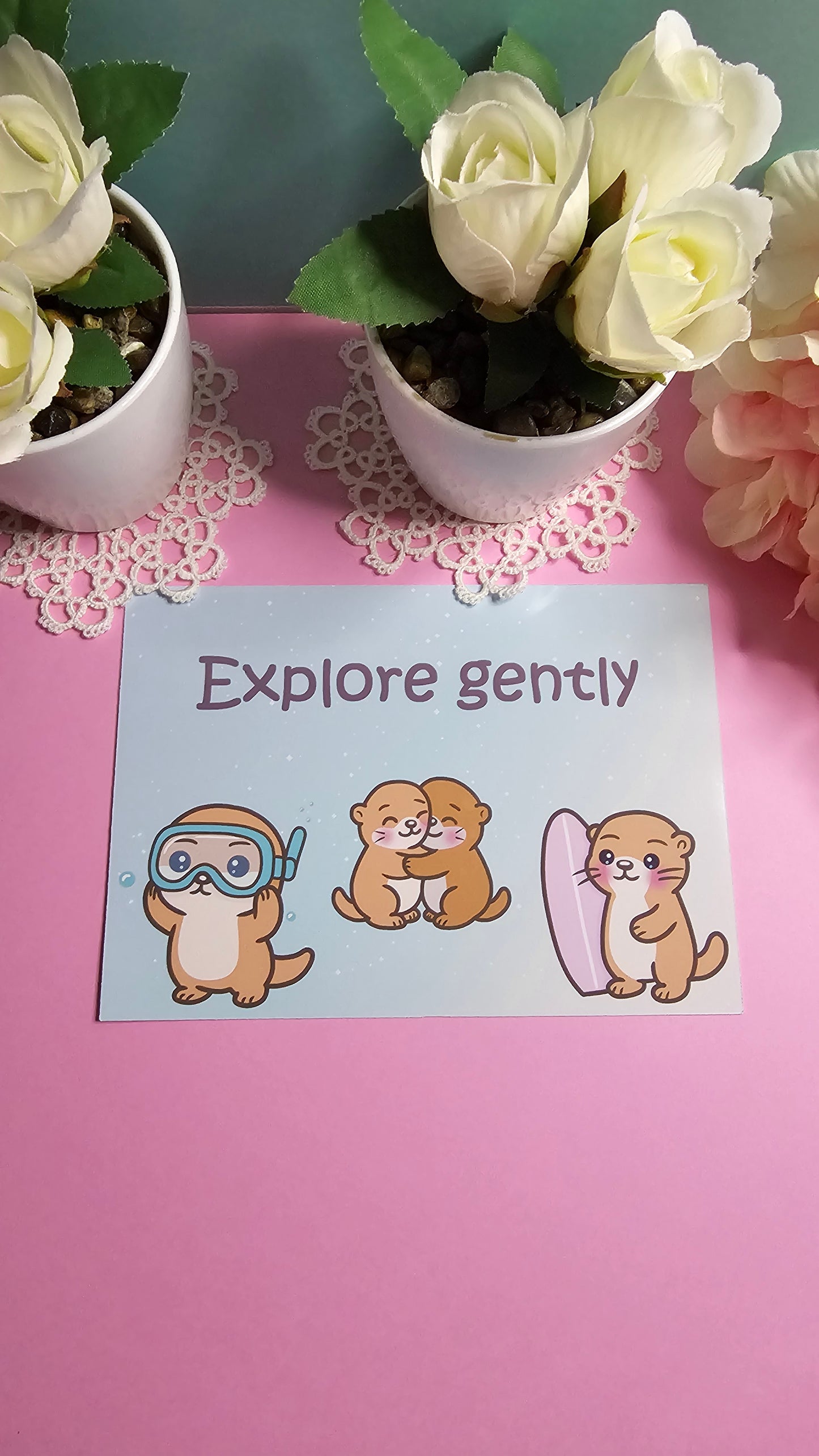 Otter Postkarte – Abenteuer in sanften Wellen
