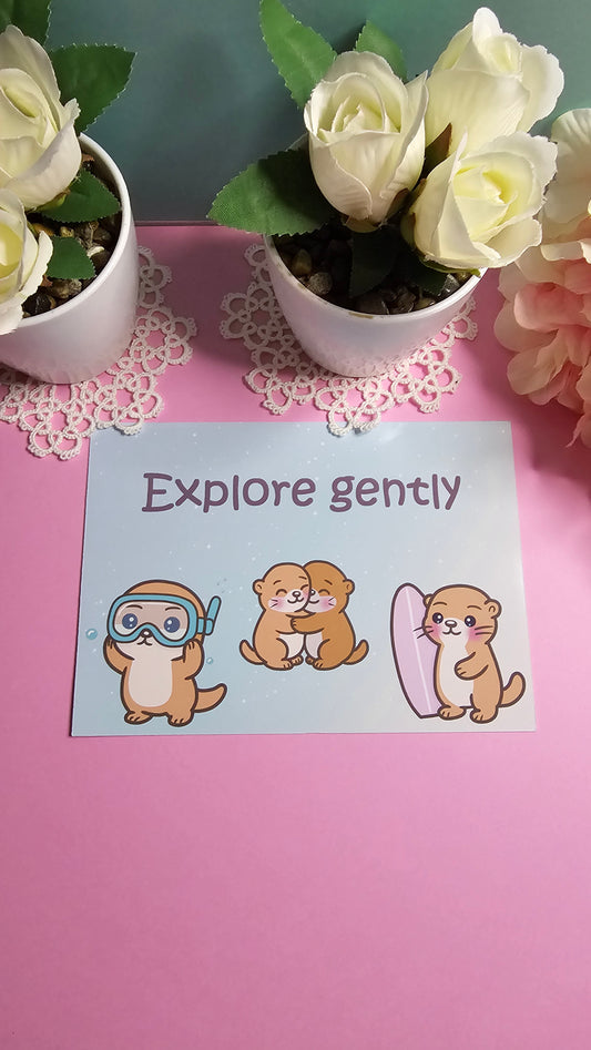 Otter Postkarte – Abenteuer in sanften Wellen