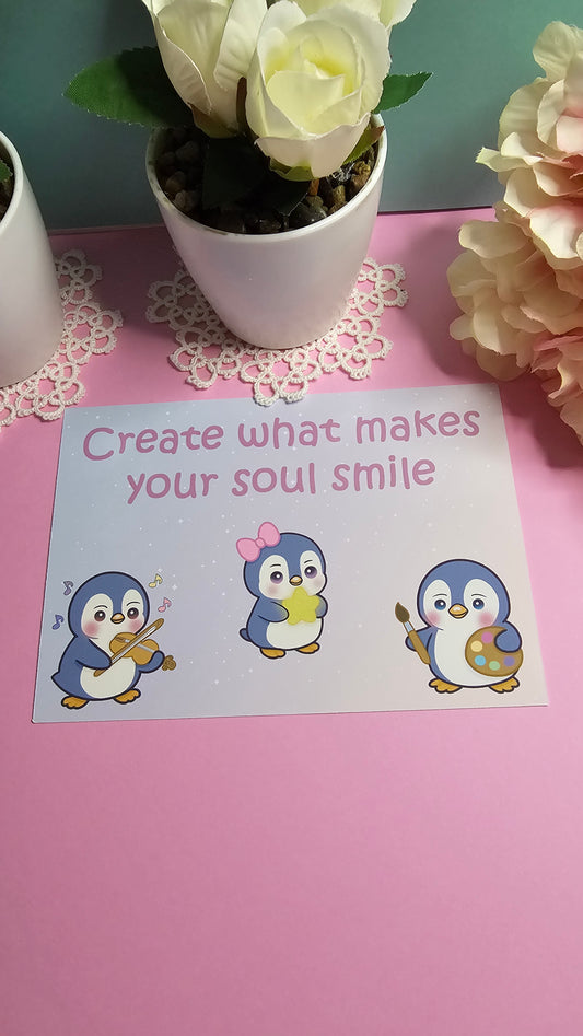 Pinguin Postkarte – Create Joy