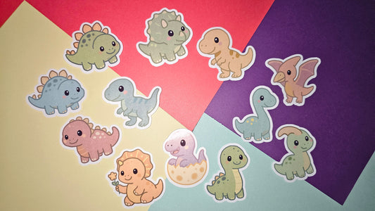 Single stickers - Cute dinosaurs