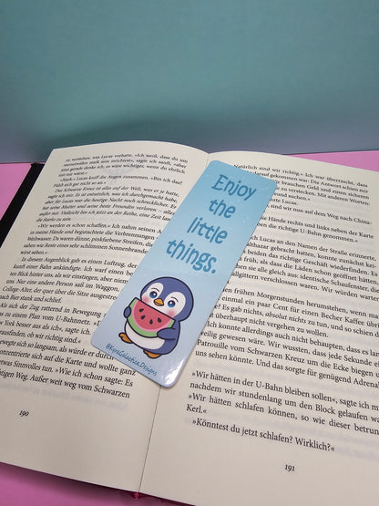 Enjoy the Little Things | Joy Is Louder Than Worry | Pinguin - Lesezeichen - beidseitig bedruckt