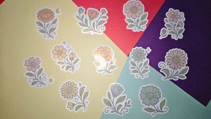 Single stickers - Oldschool flowers