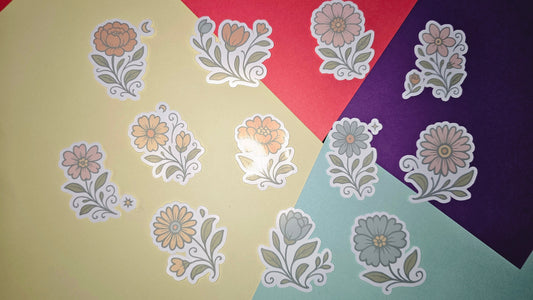 Single stickers - Oldschool flowers