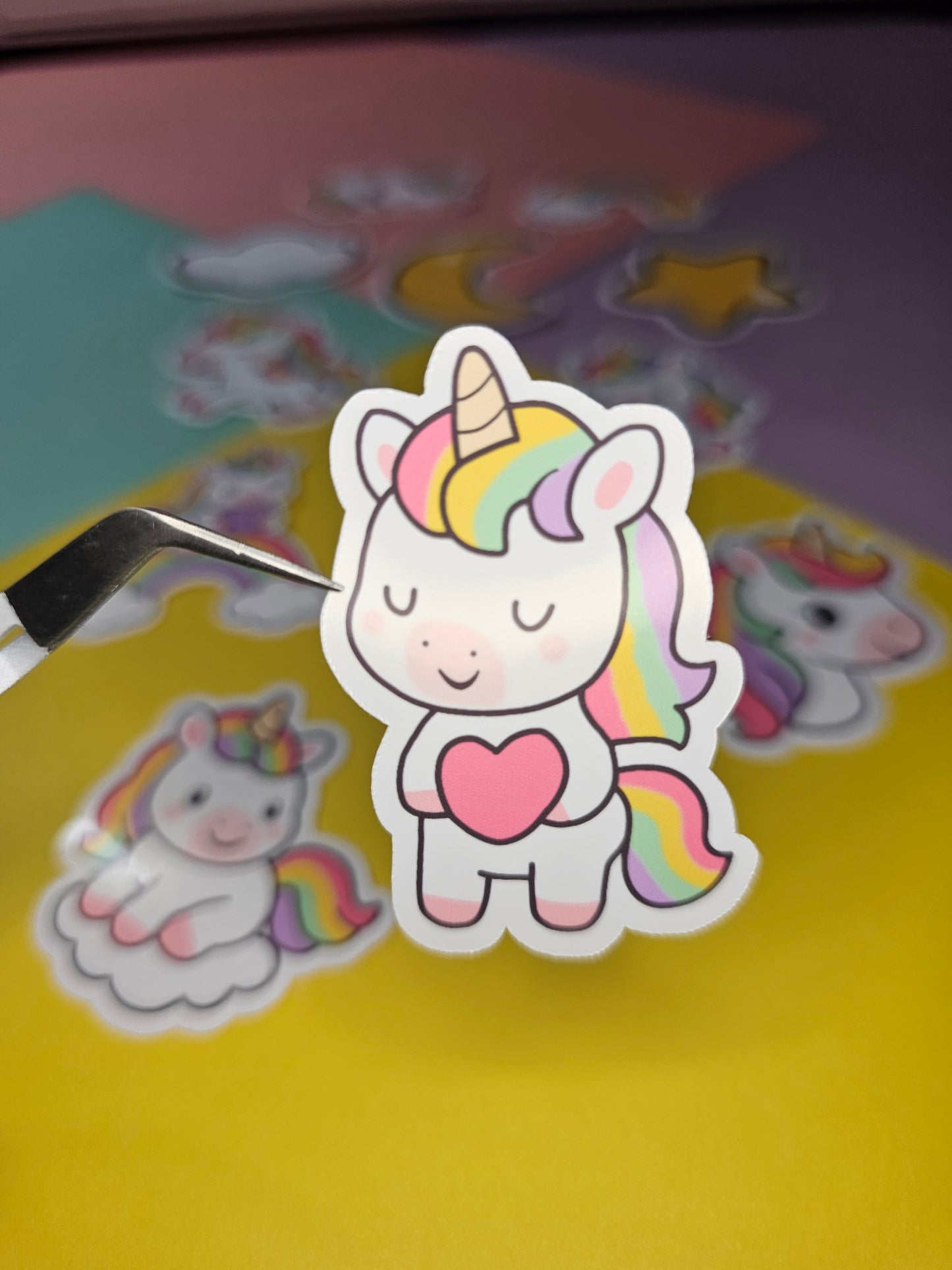 Einzelsticker - Regenbogen-Einhörner