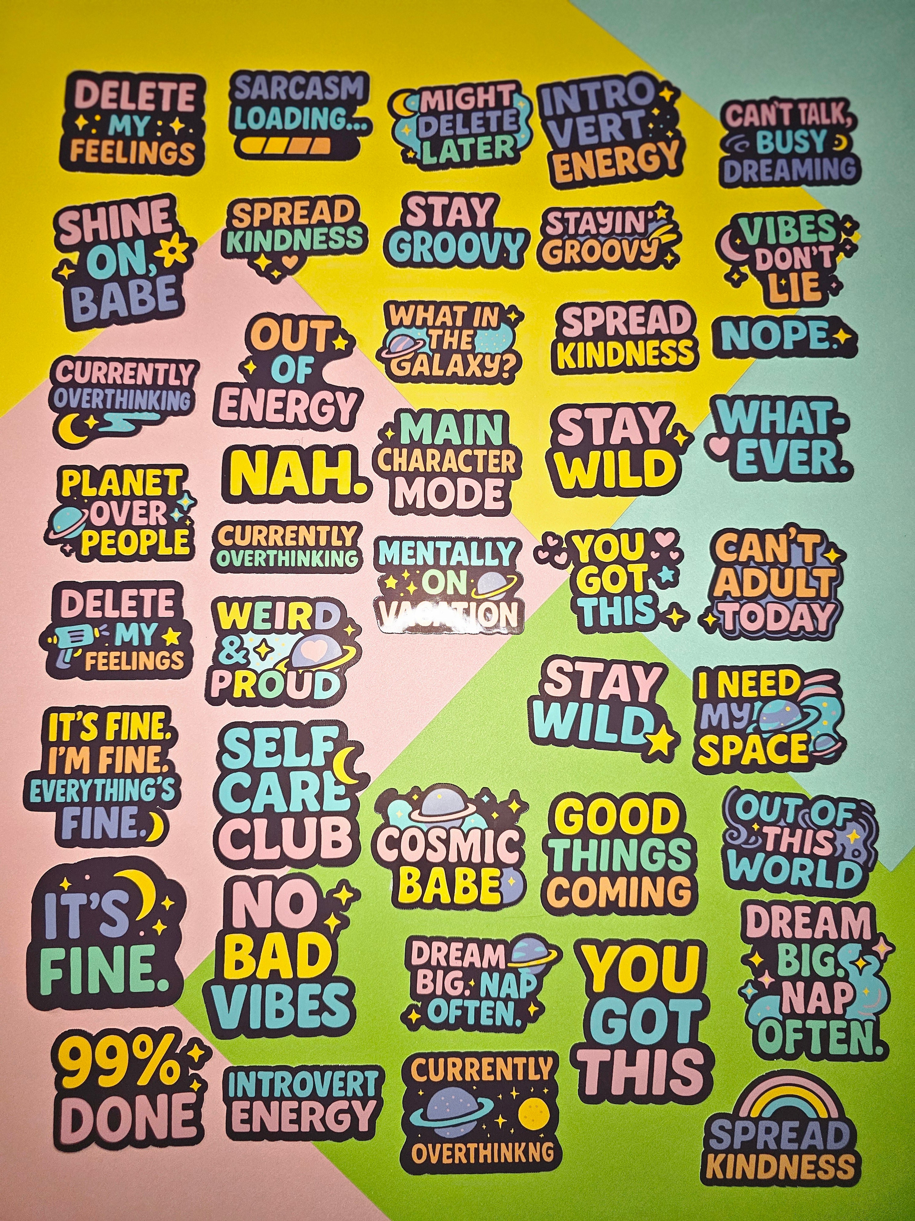 Retro Sticker im 80er/90er Look – Cosmic Vibes für deinen Alltag!