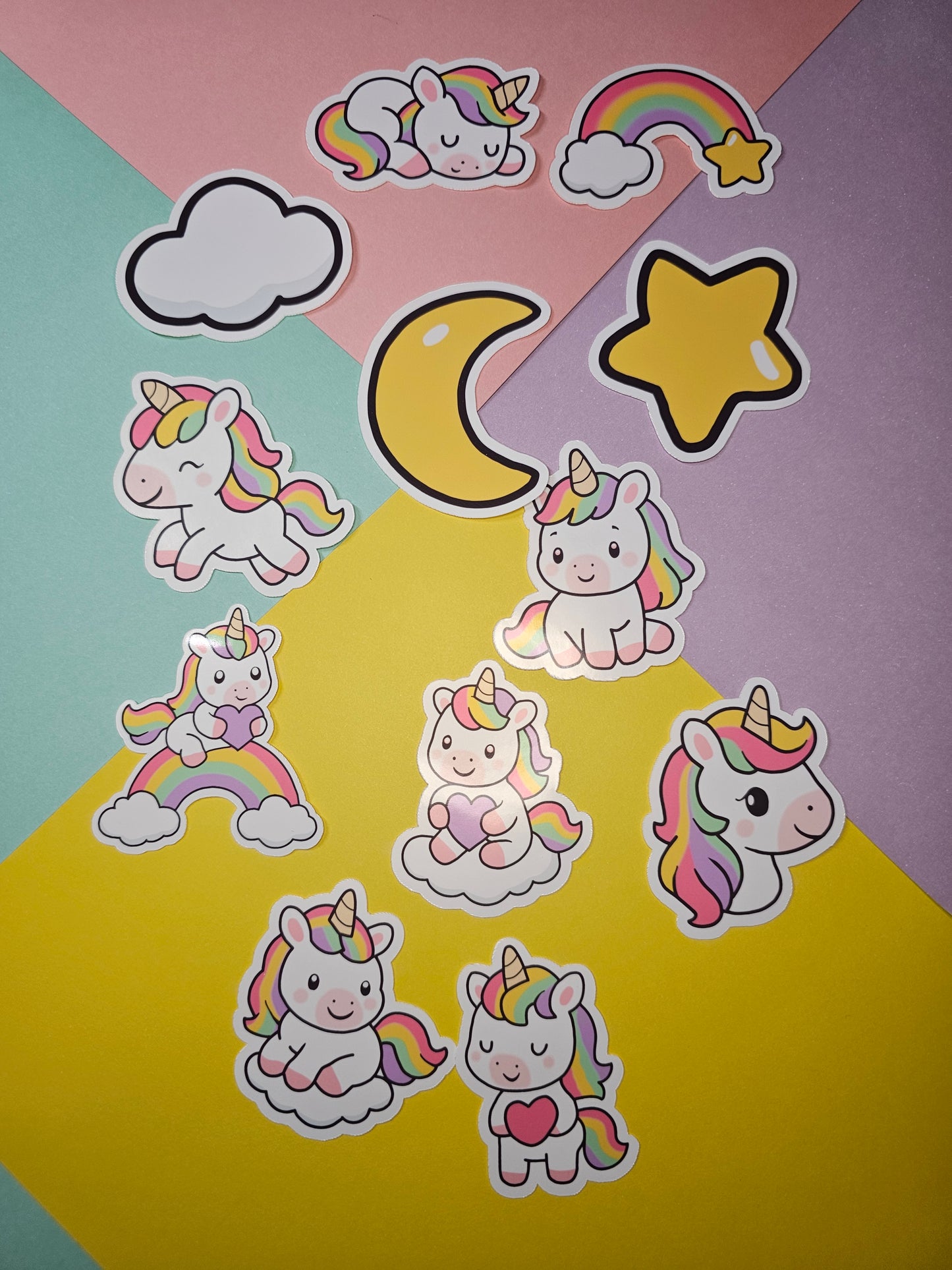 Einzelsticker - Regenbogen-Einhörner