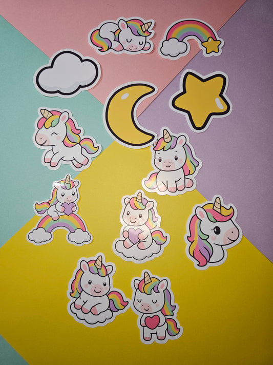 Einzelsticker - Regenbogen-Einhörner