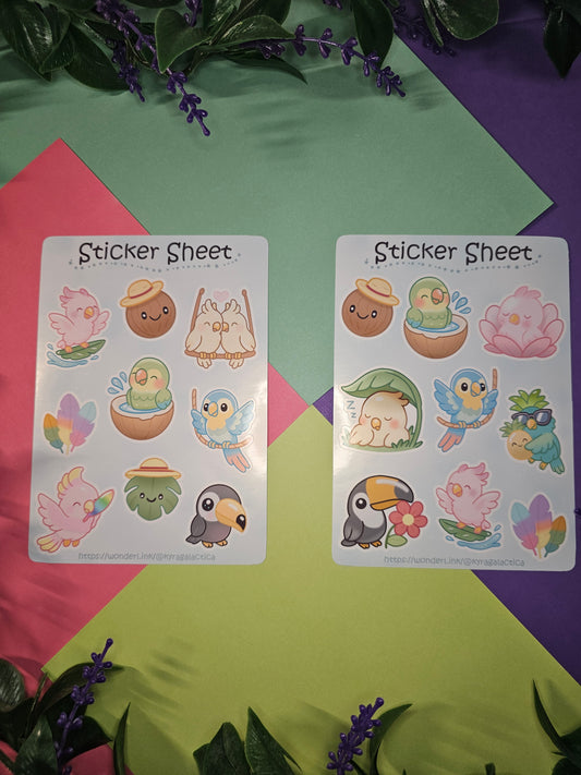 Tropical Birds Sticker Set – 2 Sheets
