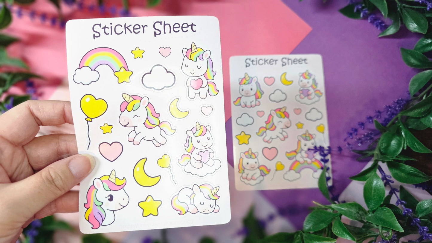 Unicorns Rainbow Sticker Set – 2 Sheets