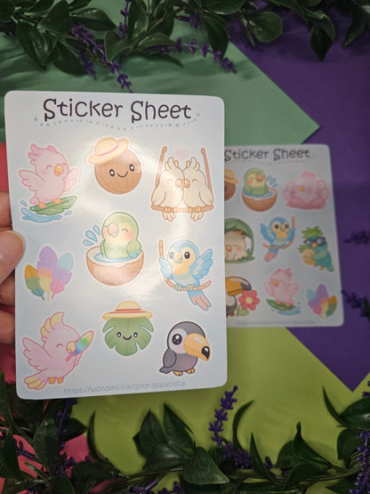 Tropical Birds Sticker Set – 2 Sheets