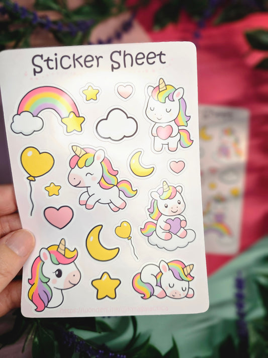 Einhörner Regenbogen Sticker Set – 2 Bögen