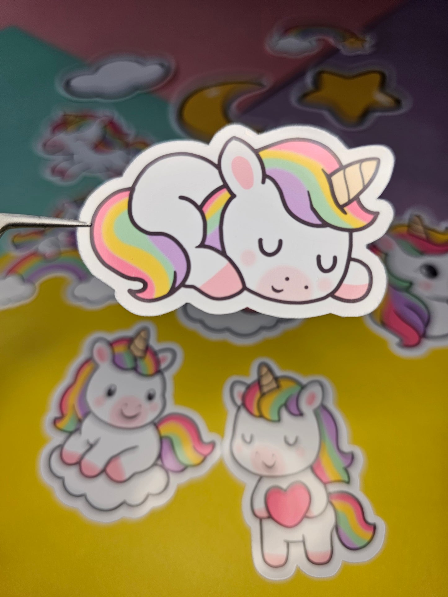 Einzelsticker - Regenbogen-Einhörner