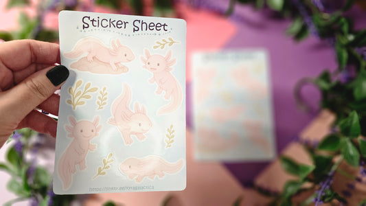 Axolotl Sticker Set – 2 Bögen