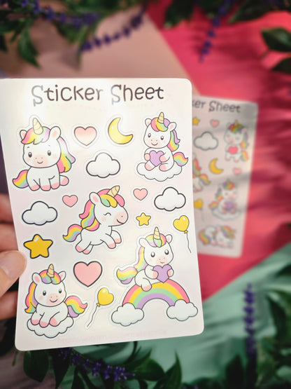 Einhörner Regenbogen Sticker Set – 2 Bögen