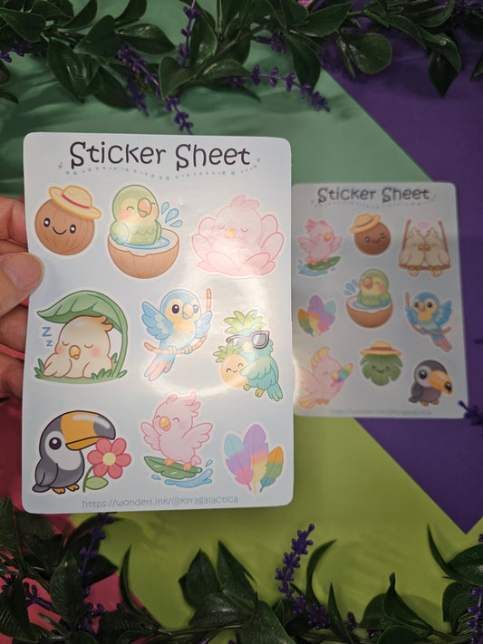 Tropische Vögel Sticker Set – 2 Bögen