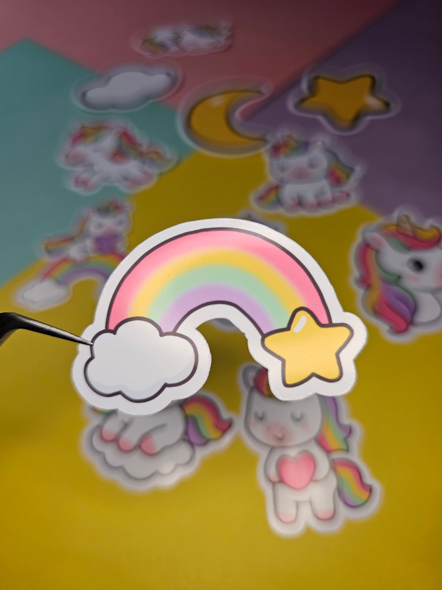 Einzelsticker - Regenbogen-Einhörner
