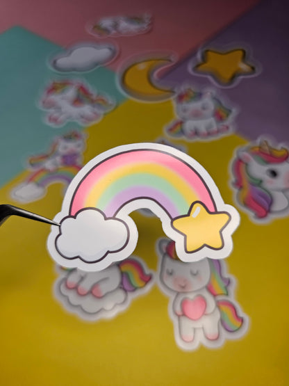 Einzelsticker - Regenbogen-Einhörner